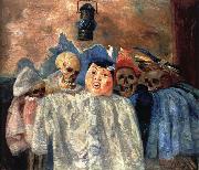 James Ensor Pierrot and Skeleton oil painting